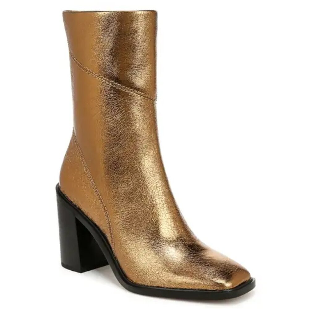 Franco Sarto L-Stevie Bronze Metallic Leather Heeled Boots